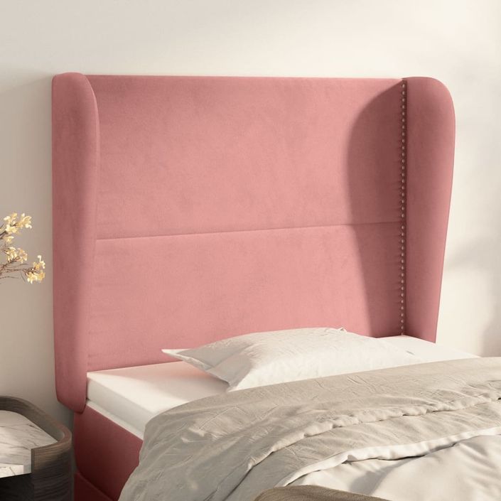 Tête de lit avec oreilles Rose 103x23x118/128 cm Velours - Photo n°1