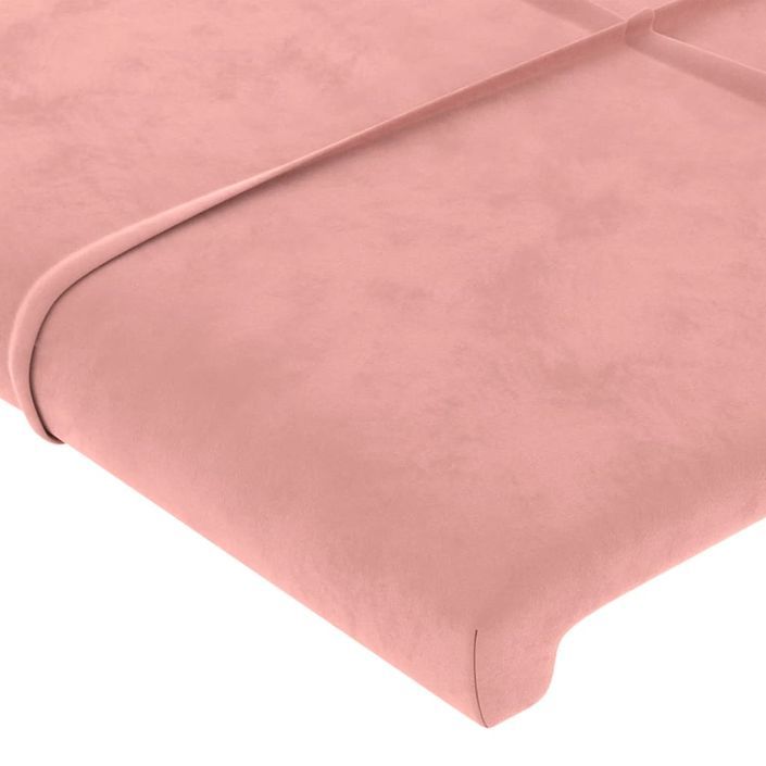 Tête de lit avec oreilles Rose 147x23x118/128 cm Velours - Photo n°5