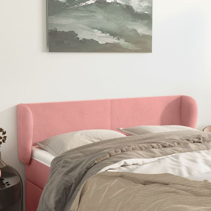 Tête de lit avec oreilles Rose 147x23x78/88 cm Velours - Photo n°1