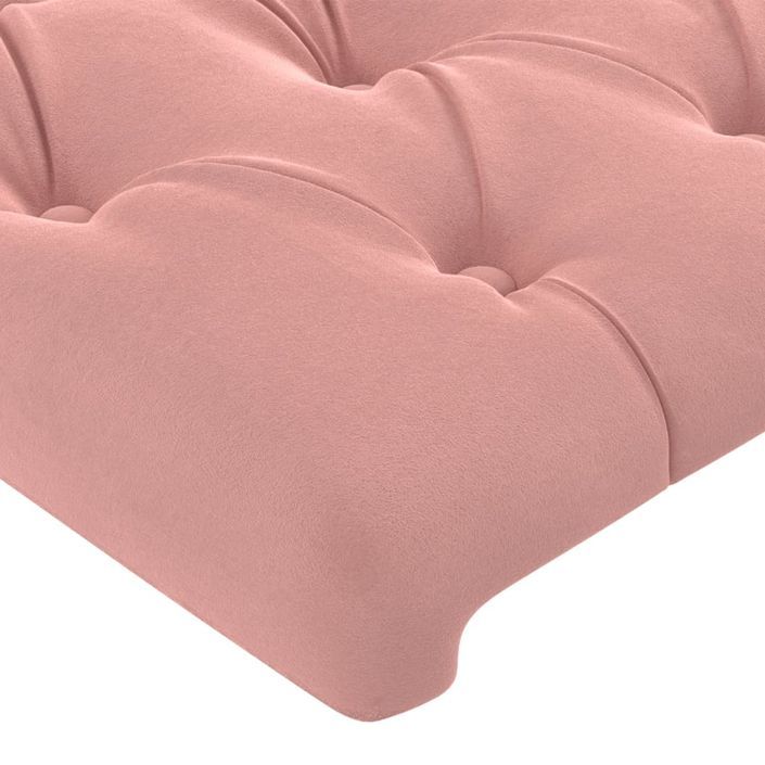 Tête de lit avec oreilles Rose 163x16x118/128 cm Velours - Photo n°5