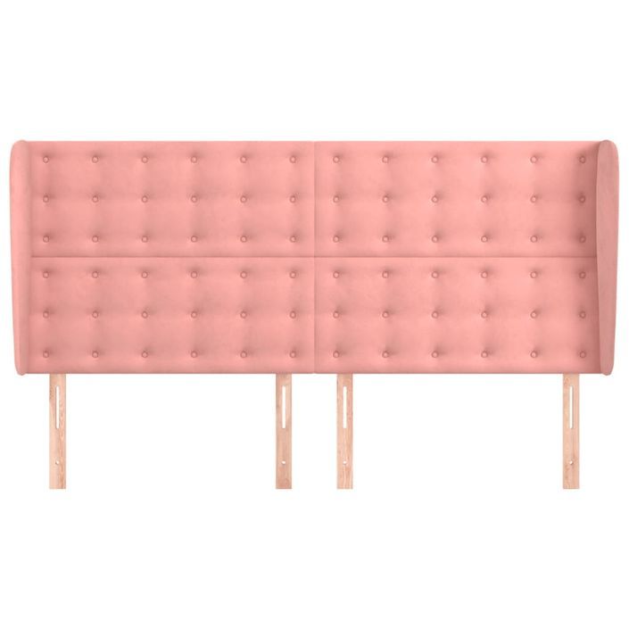 Tête de lit avec oreilles Rose 203x23x118/128 cm Velours - Photo n°3