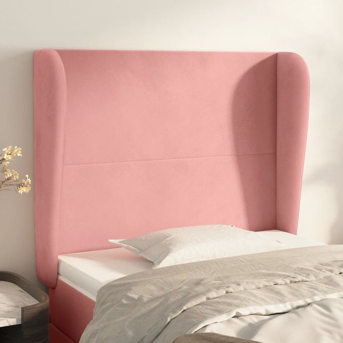 Tête de lit avec oreilles Rose 83x23x118/128 cm Velours - Photo n°1