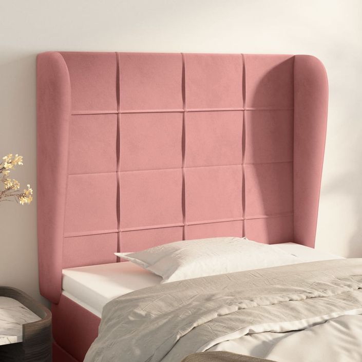 Tête de lit avec oreilles Rose 83x23x118/128 cm Velours - Photo n°1