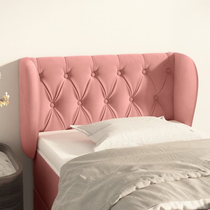 Tête de lit avec oreilles Rose 83x23x78/88 cm Velours - Photo n°1