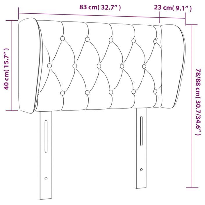 Tête de lit avec oreilles Rose 83x23x78/88 cm Velours - Photo n°9