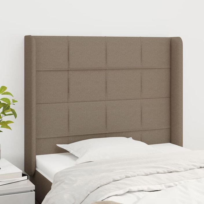 Tête de lit avec oreilles Taupe 103x16x118/128 cm Tissu - Photo n°1