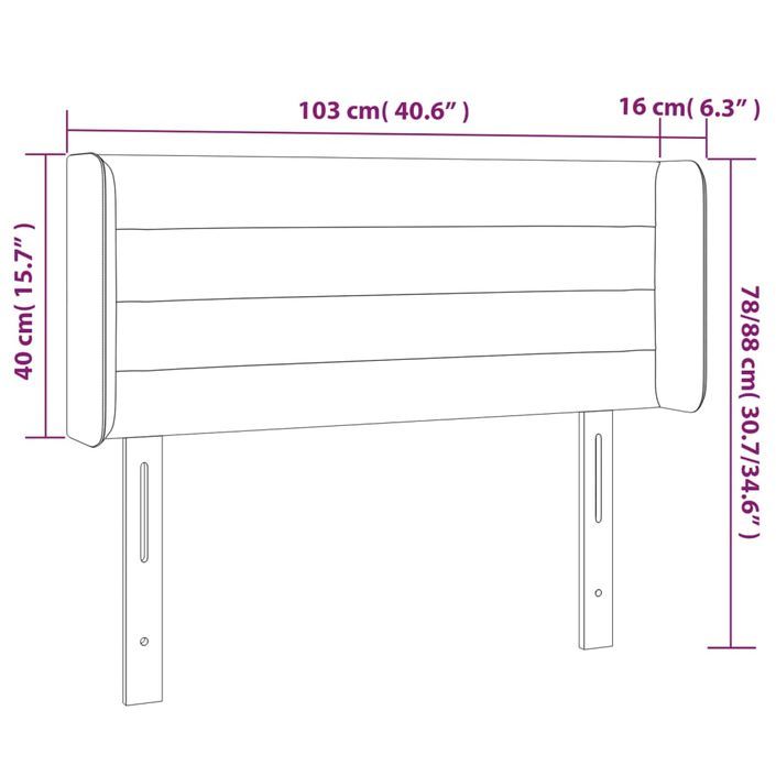 Tête de lit avec oreilles Taupe 103x16x78/88 cm Tissu - Photo n°9