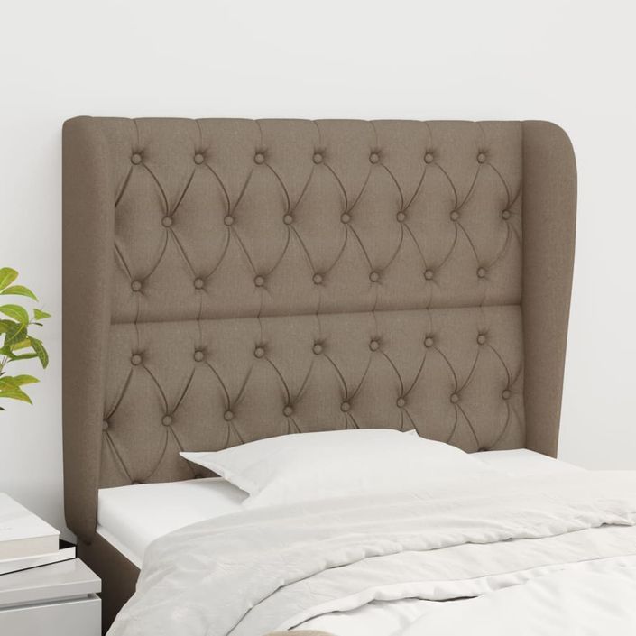 Tête de lit avec oreilles Taupe 103x23x118/128 cm Tissu - Photo n°1