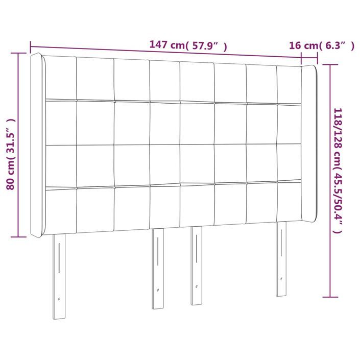 Tête de lit avec oreilles Taupe 147x16x118/128 cm Tissu - Photo n°9