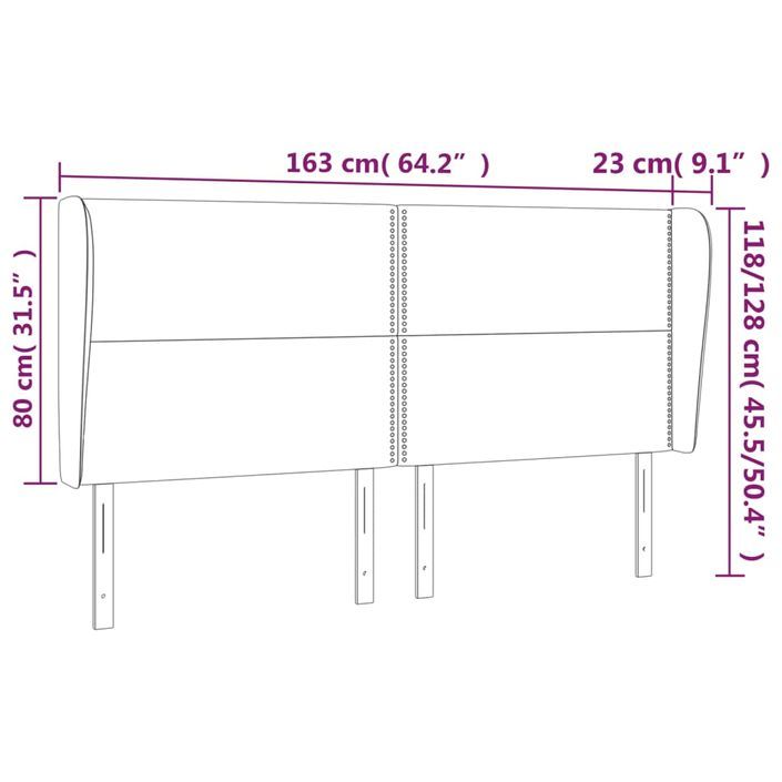 Tête de lit avec oreilles Taupe 163x23x118/128 cm Tissu - Photo n°9