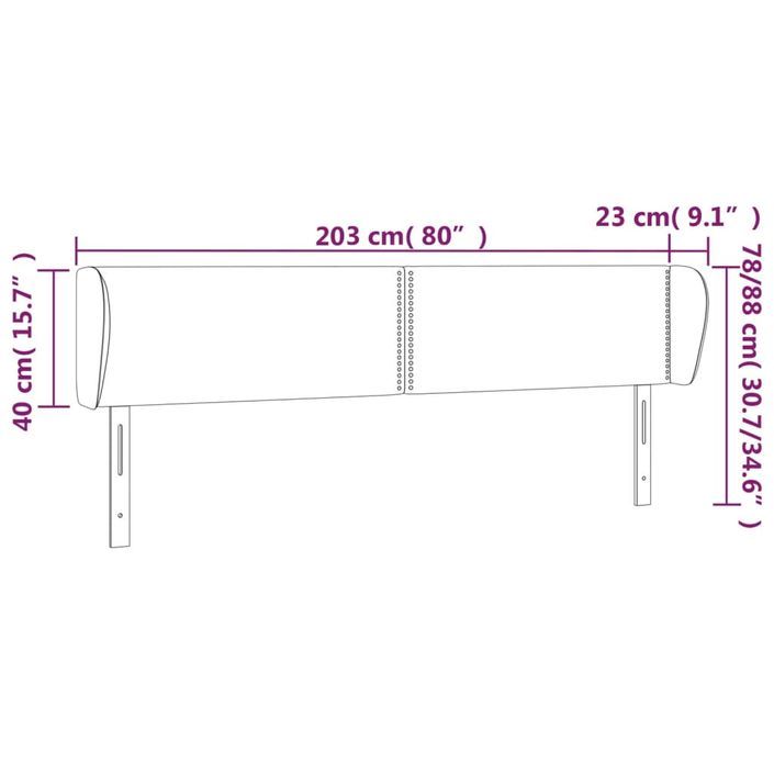 Tête de lit avec oreilles Taupe 203x23x78/88 cm Tissu - Photo n°9