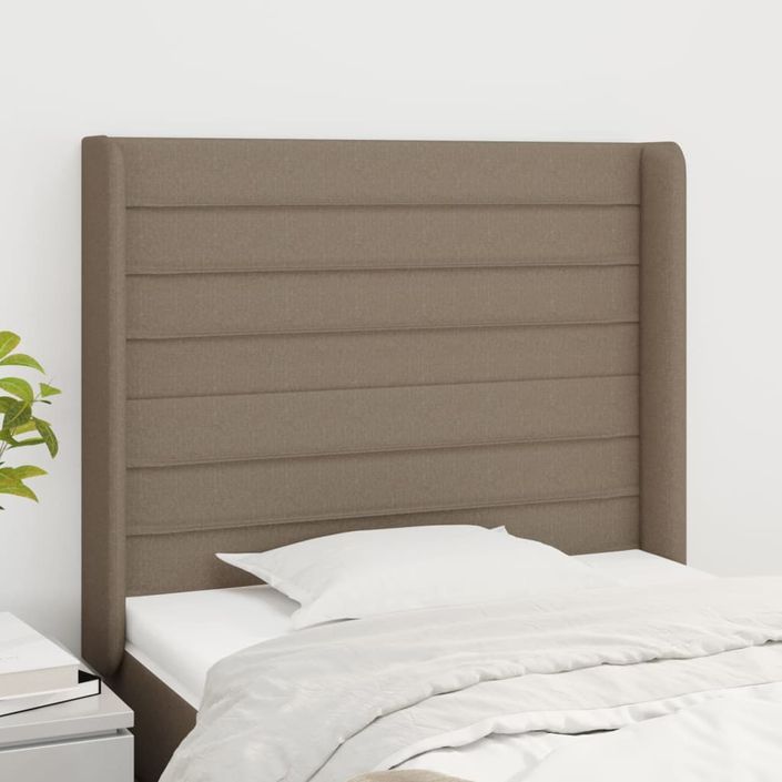 Tête de lit avec oreilles Taupe 83x16x118/128 cm Tissu - Photo n°1