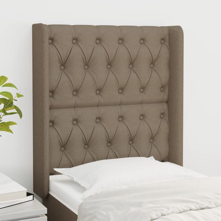 Tête de lit avec oreilles Taupe 83x16x118/128 cm Tissu - Photo n°1