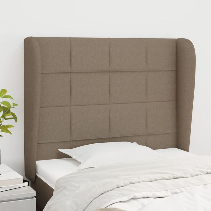 Tête de lit avec oreilles Taupe 93x23x118/128 cm Tissu - Photo n°1