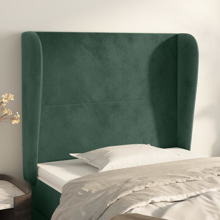 Tête de lit avec oreilles Vert foncé 103x23x118/128 cm Velours - Photo n°1