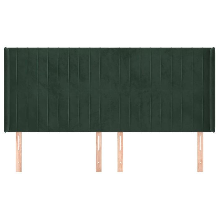 Tête de lit avec oreilles Vert foncé 163x16x118/128 cm Velours - Photo n°3