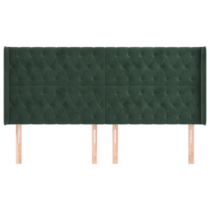 Tête de lit avec oreilles Vert foncé 183x16x118/128 cm Velours - Photo n°3