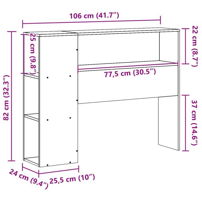 Tête de lit avec rangement 100 cm bois massif de pin - Photo n°10