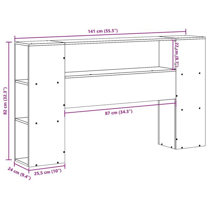 Tête de lit avec rangement 135 cm bois massif de pin - Photo n°10