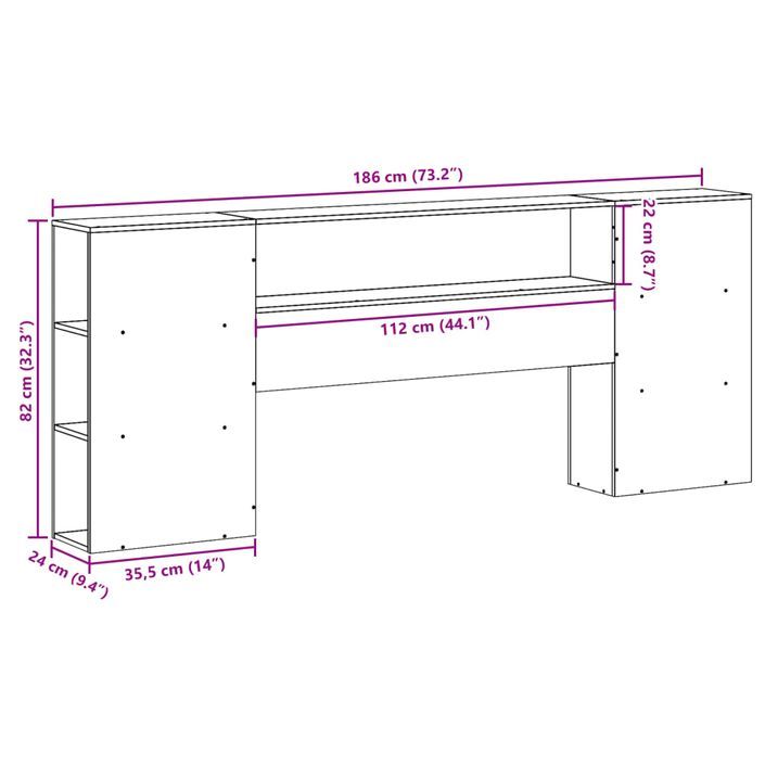 Tête de lit avec rangement 180 cm bois massif de pin - Photo n°10