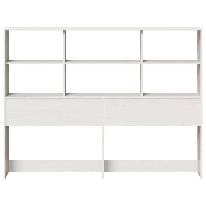 Tête de lit avec rangement blanc 135 cm bois massif de pin - Photo n°4