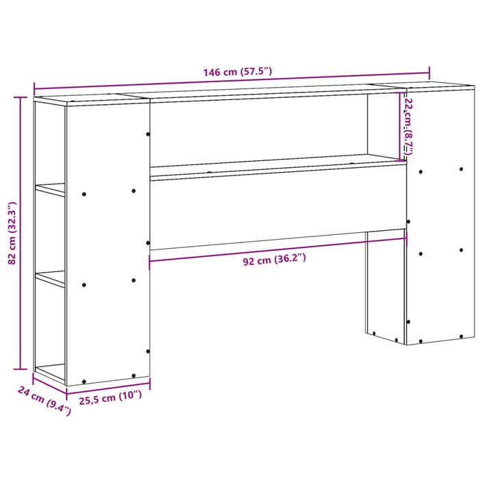 Tête de lit avec rangement blanc 140 cm bois massif de pin - Photo n°10