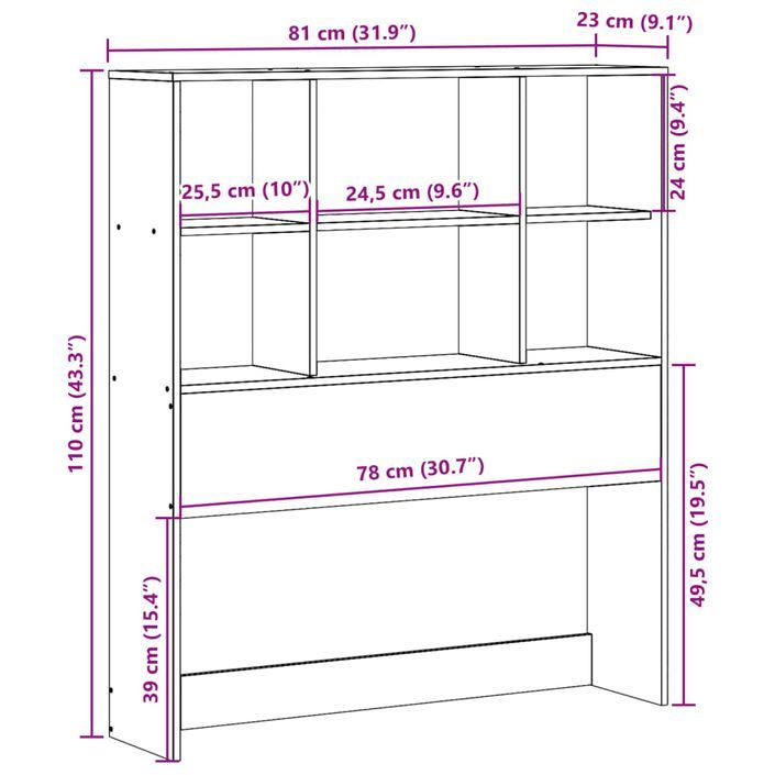 Tête de lit avec rangement blanc 75 cm bois massif de pin - Photo n°10