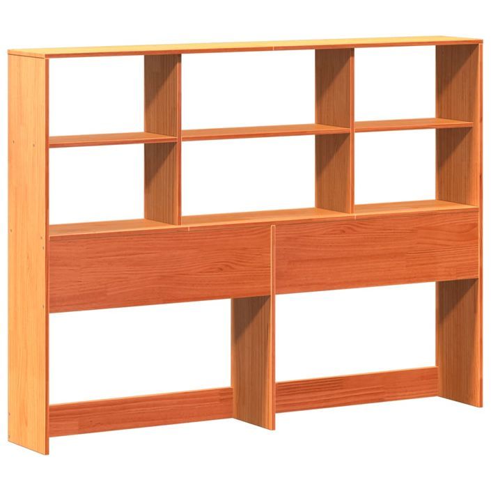 Tête de lit avec rangement cire marron 140cm bois massif de pin - Photo n°3