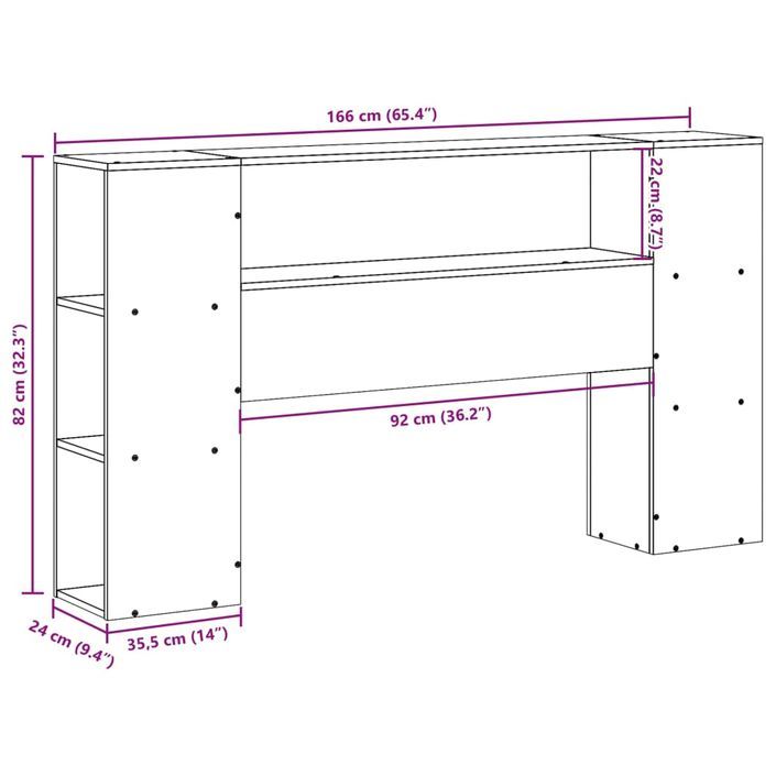 Tête de lit avec rangement cire marron 160cm bois massif de pin - Photo n°10