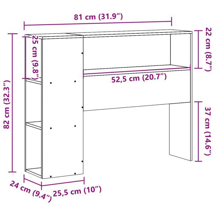 Tête de lit avec rangement cire marron 75 cm bois massif de pin - Photo n°10