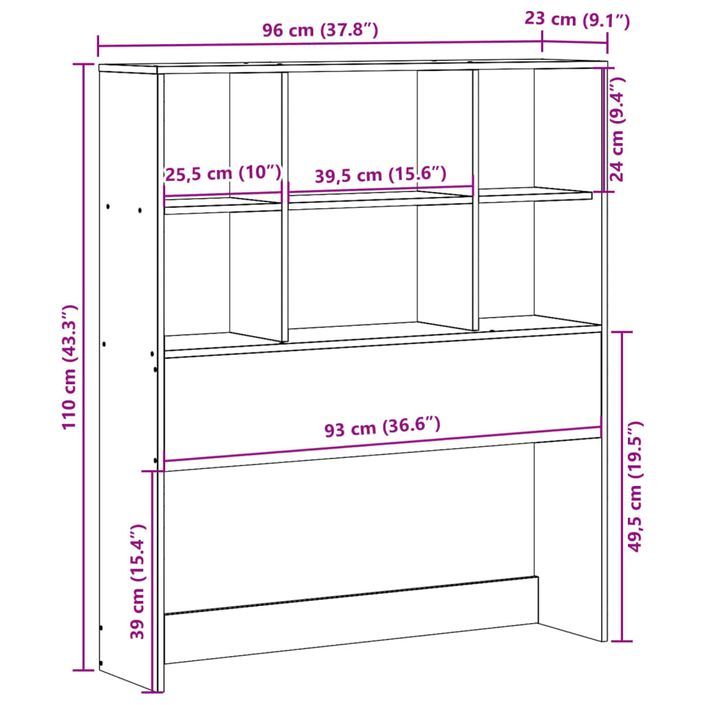 Tête de lit avec rangement cire marron 90 cm bois massif de pin - Photo n°10