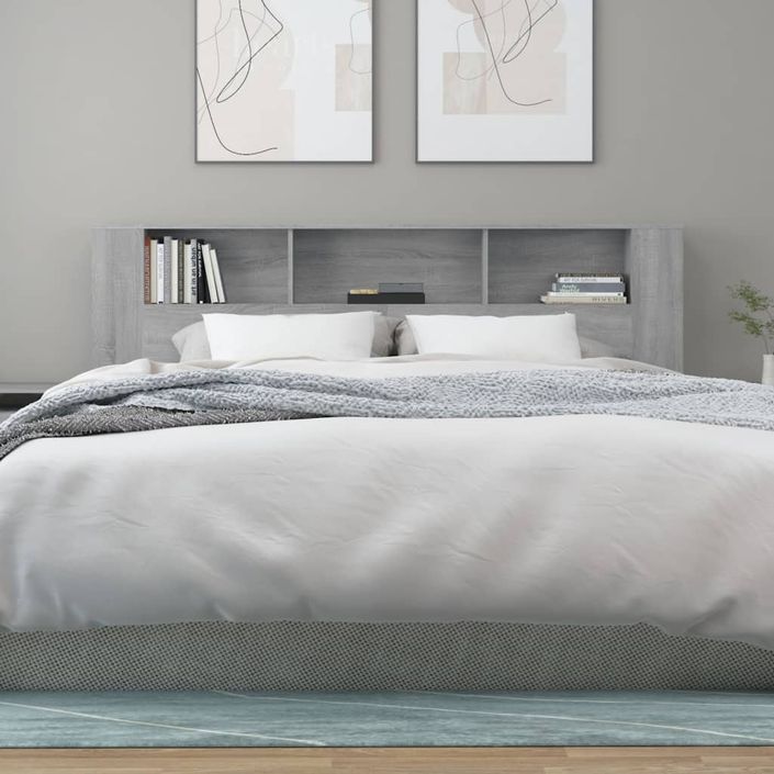 Tête de lit avec rangement Sonoma gris 200x18,5x104,5 cm - Photo n°6