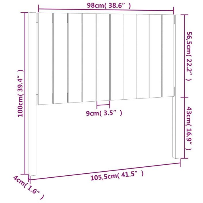 Tête de lit Blanc 105,5x4x100 cm Bois massif de pin - Photo n°6