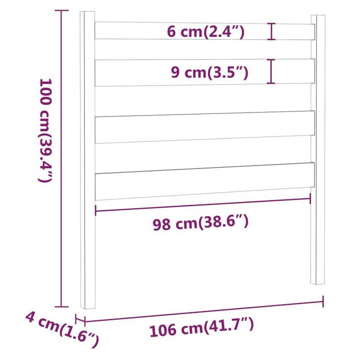 Tête de lit Blanc 106x4x100 cm Bois massif de pin - Photo n°6