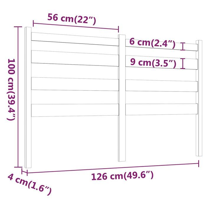 Tête de lit Blanc 126x4x100 cm Bois massif de pin - Photo n°6