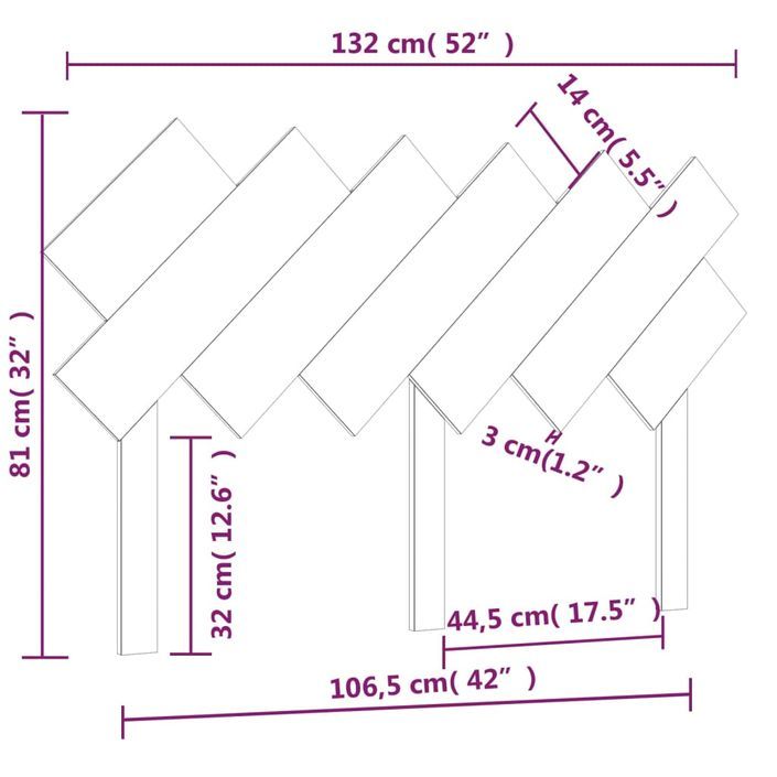 Tête de lit Blanc 132x3x81 cm Bois massif de pin - Photo n°6