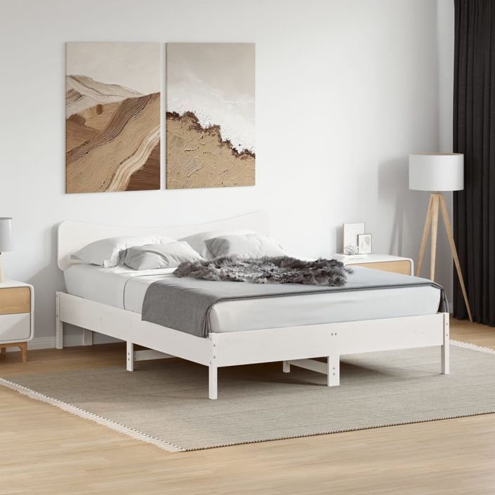Tête de lit blanc 140 cm bois massif de pin - Photo n°3
