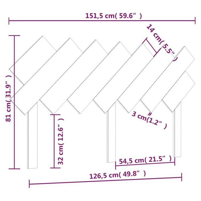 Tête de lit Blanc 151,5x3x81 cm Bois massif de pin - Photo n°6