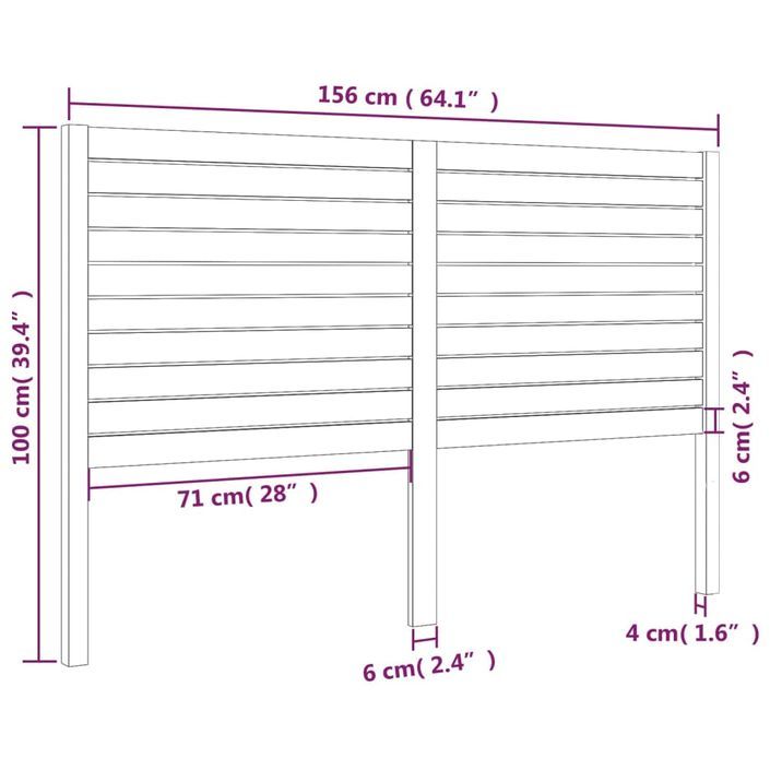 Tête de lit Blanc 156x4x100 cm Bois massif de pin - Photo n°6