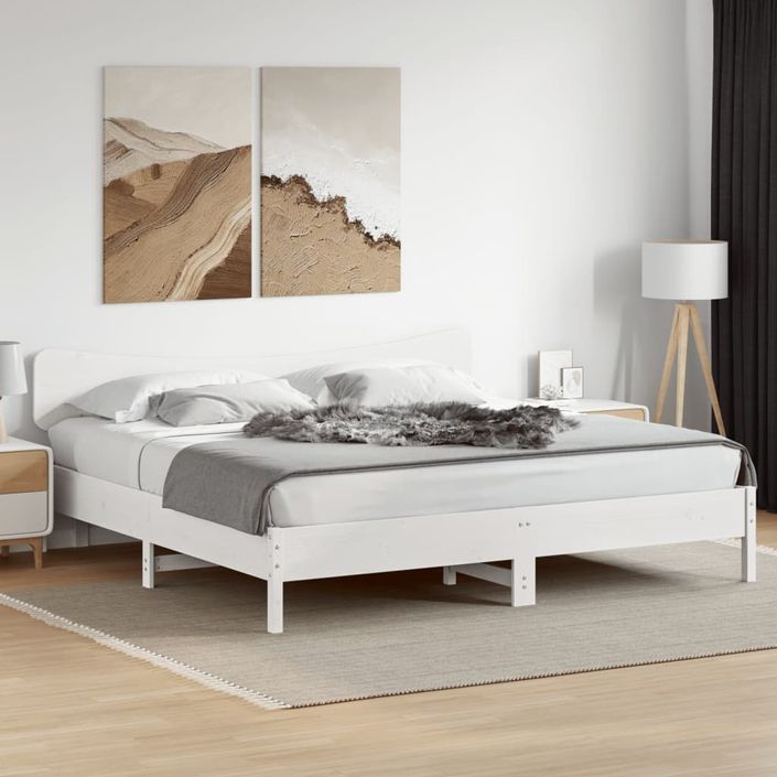 Tête de lit blanc 180 cm bois massif de pin - Photo n°3