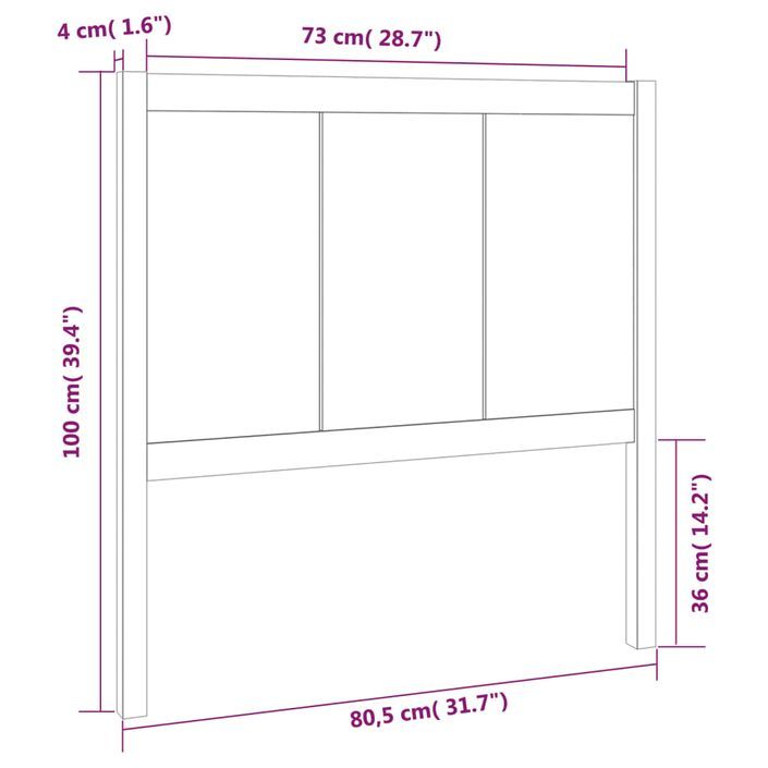 Tête de lit Blanc 80,5x4x100 cm Bois massif de pin - Photo n°6