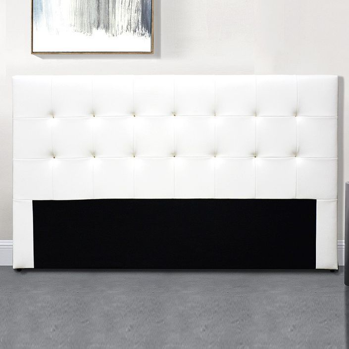Tête de lit capitonnée simili cuir blanc Pitola 160 cm - Photo n°1