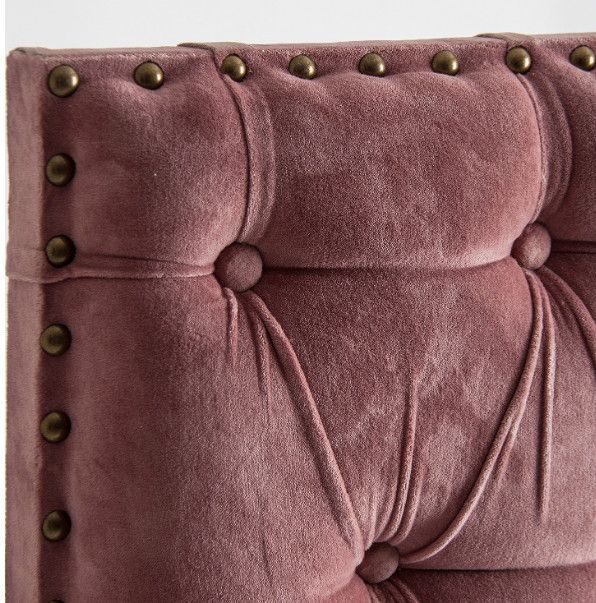 Tête de lit capitonnée velours rose pâle 160 Vicky - Photo n°2