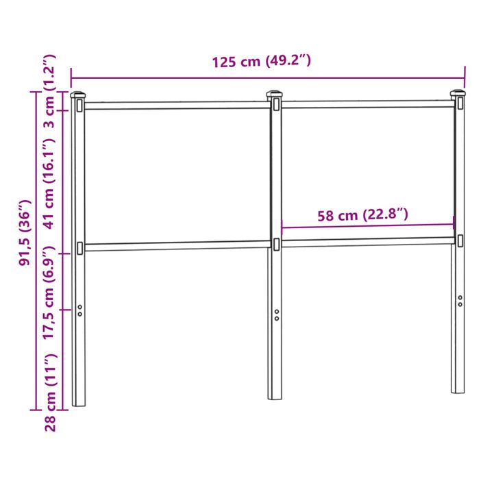 Tête de lit chêne marron 120 cm bois d'ingénierie et acier - Photo n°7