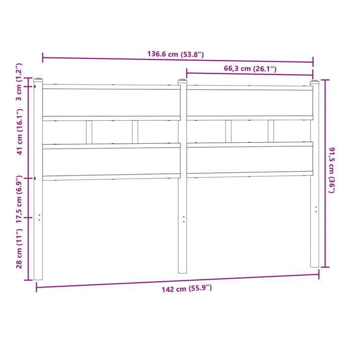 Tête de lit chêne marron 135 cm acier et bois d'ingénierie - Photo n°6