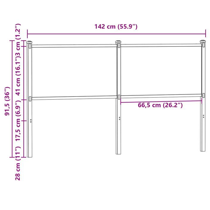 Tête de lit chêne marron 135 cm bois d'ingénierie et acier - Photo n°7