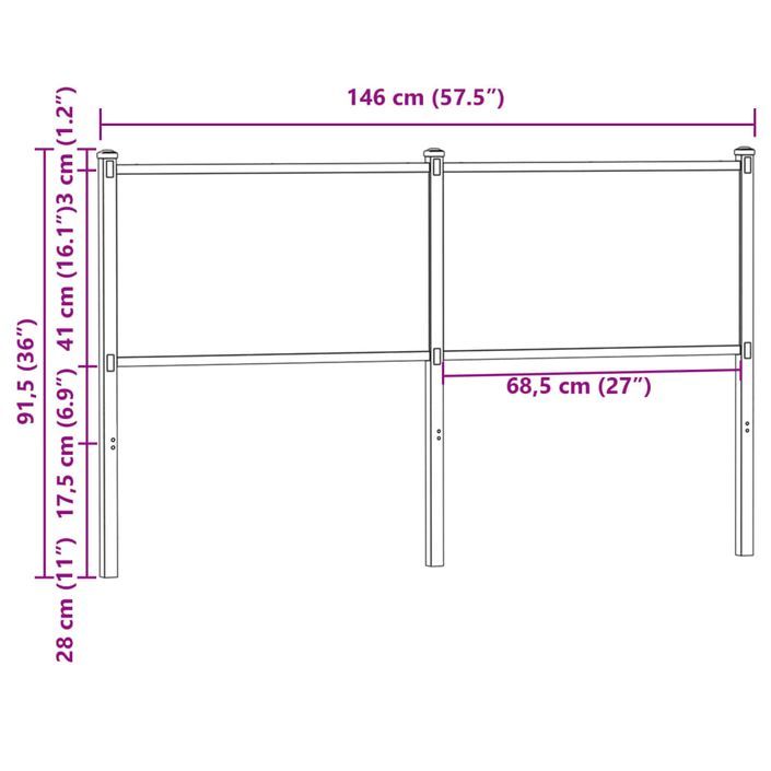 Tête de lit chêne marron 140 cm bois d'ingénierie et acier - Photo n°7