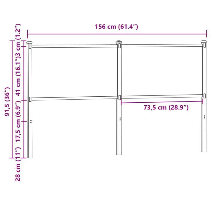 Tête de lit chêne marron 150 cm bois d'ingénierie et acier - Photo n°7