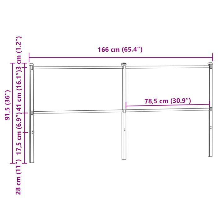 Tête de lit chêne marron 160 cm bois d'ingénierie et acier - Photo n°7