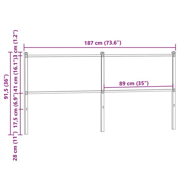 Tête de lit chêne marron 180 cm bois d'ingénierie et acier - Photo n°7